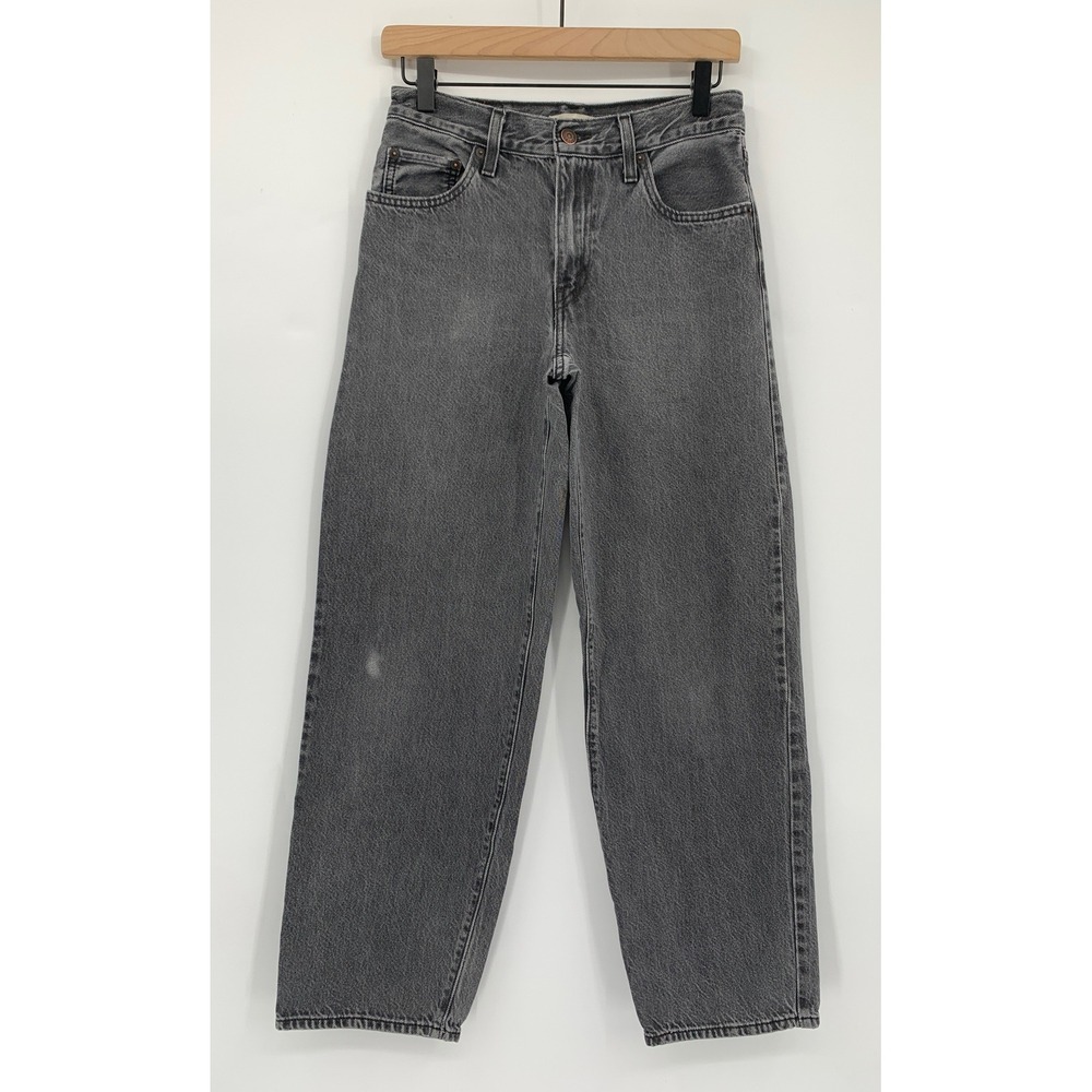 Levis Wide Leg Jeans Womens 24 Gray Baggy Dad Fade 100% Cotton Denim Pants